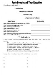 English Worksheet: RudeReaction