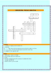 English Worksheet: Debating: Crossword
