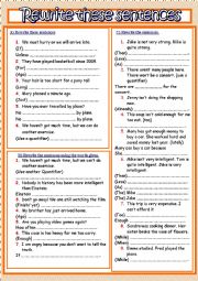 English Worksheet: Rewriting test