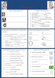 Review Exercises on: Wh- words, possessive adjectives and possessive pronouns, clothes and verb to be 