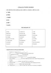 English Worksheet: Collocations review