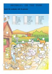 English Worksheet: animal on the farm