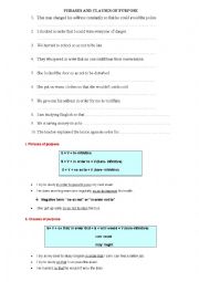 English Worksheet: Clause and Phrase of Purpose