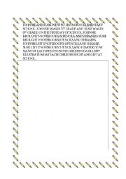 English Worksheet: Subtraction Word Problem