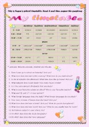 English Worksheet: School timetable