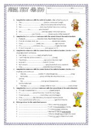 English Worksheet: present perfect. conditional. final test 4th ESO