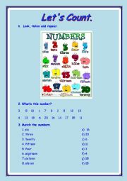 English Worksheet: Numbers 1- 20