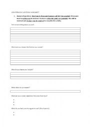 Job Interview Questions Worksheet