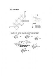 English Worksheet: Days of the week   Key  Crossword and also coloring activity