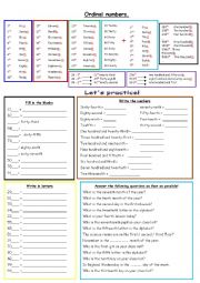 English Worksheet: Ordinal numbers