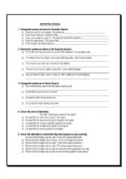 English Worksheet: Reported speech