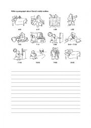 English Worksheet: Davids routine