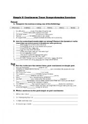 Simple & Continuous Tense Exercise Handout