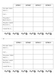 English Worksheet: Songs pieces 