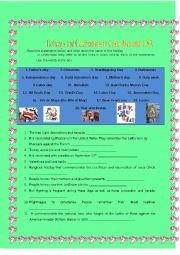 English Worksheet: Holidays and celebrations