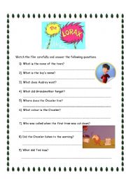 English Worksheet: The Lorax