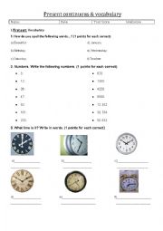 English Worksheet: Vocabulary&Present continuous