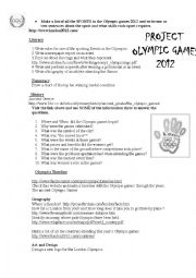 English Worksheet: project OLYMPIC GAMES LONDON 2012