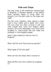 English Worksheet: Running dictation about fish and chips
