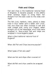 Running dictation about fish and chips