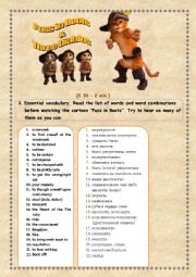 English Worksheet: Puss in Boots & Three Diablos