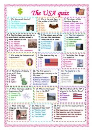 English Worksheet: The USA quiz