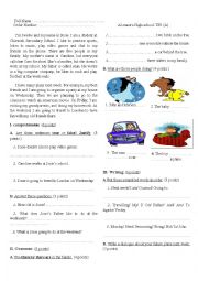 English Worksheet: Exam/ test for elementary students