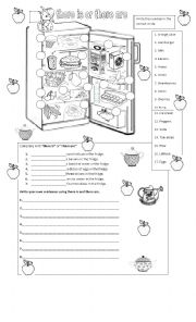 English Worksheet: use of there is and there are with food