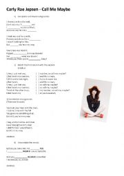 English Worksheet: Carly Rae Jepsen - Call Me Maybe