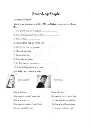 English Worksheet: describing people