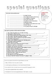 English Worksheet: Special questions