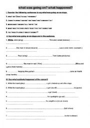 English Worksheet: what was going on/ what happened