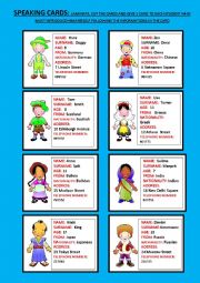 English Worksheet: speaking cards part 1