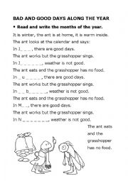 English Worksheet: BAD AND GOOD DAYS ALONG THE YEAR