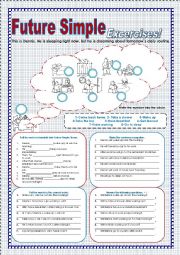 English Worksheet: FUTURE SIMPLE AND DAILY ROUTINE EXERCISES