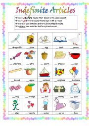 Indefinite Articles - A, An, no article