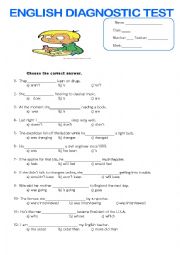 English Worksheet: English diagnostic test