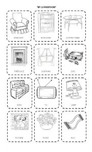 English Worksheet: My Livingroom