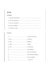 English Worksheet: To - BE [BASIC]