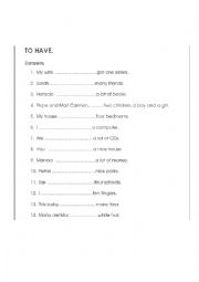 English Worksheet: TO HAVE [BASIC]