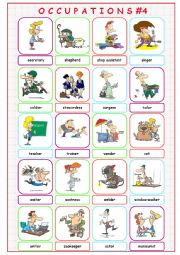 English Worksheet: Occupations #4 (S-Z + 2 extras)