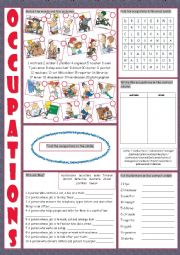 English Worksheet: Occupations Vocabulary Exercises