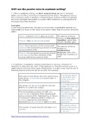 English Worksheet: Passive voice in academic writing. 