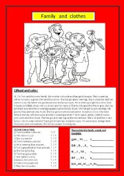 English Worksheet: family and clothes -3 exercises