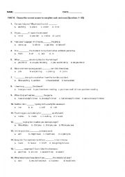 English Worksheet: TEST  LANGUAGE AND READING