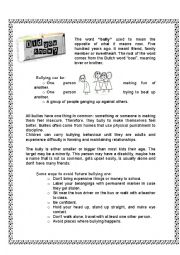 English Worksheet: Bullying