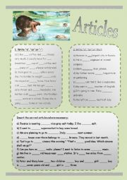 English Worksheet: A an the articles