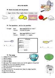 English Worksheet: Apple pie recipe