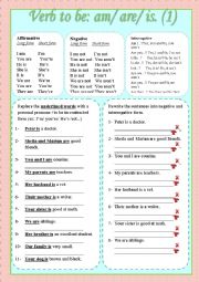 English Worksheet: Verb: to be (part 1)