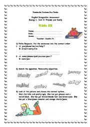 English Worksheet: Energy 1 - Unit 3 - Family and Friends  TEST